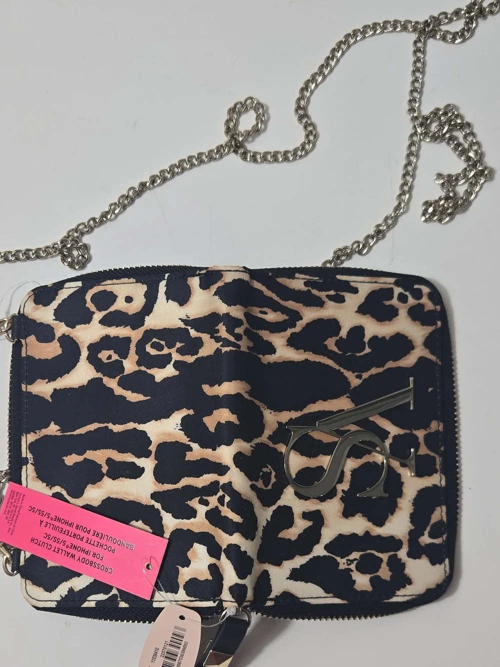 Victoria's Secret Leopard Print Chain Crossbody - Black & Tan - Picture 4 of 6